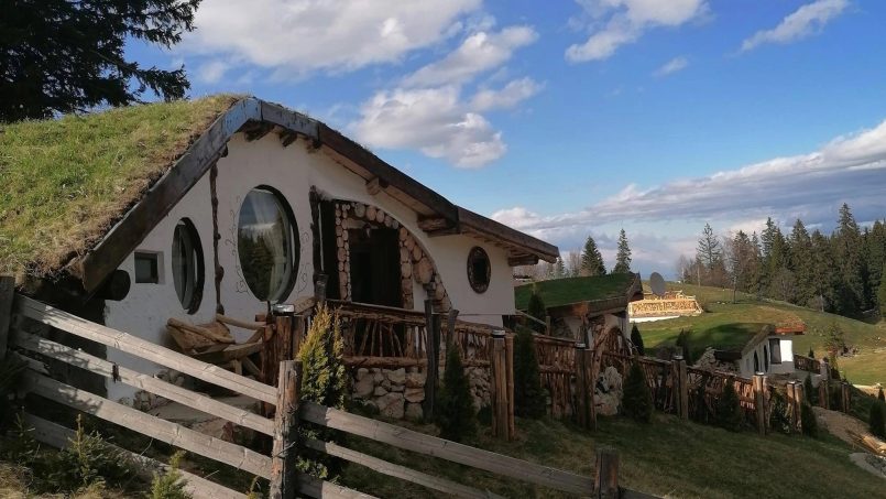 Casa Odai din Plai, o casă unică cu acoperiș verde, înconjurată de natură, oferind o experiență autentică de cazare rurală.